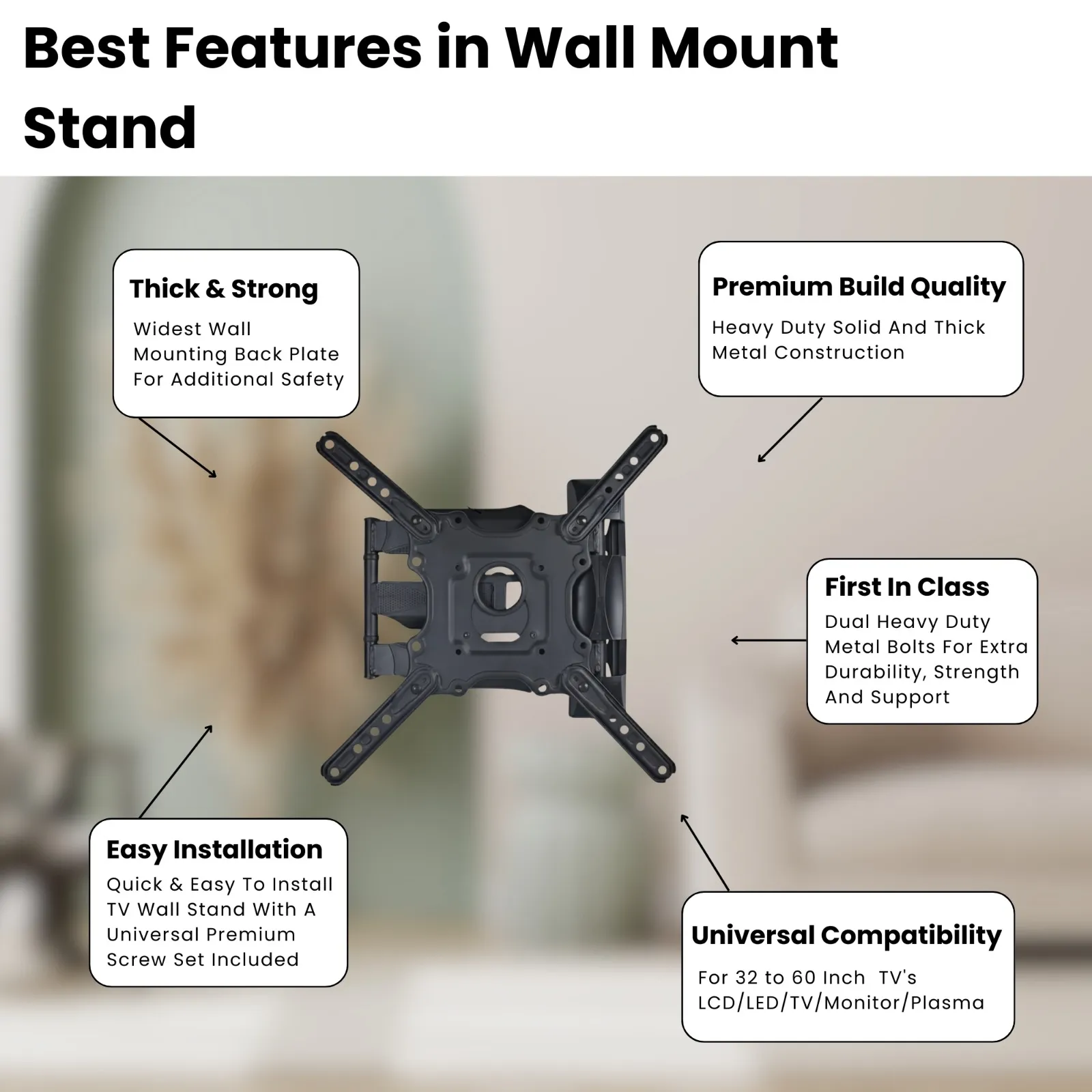 LED Wall Mount Kit 32" To 60" | Moveable and Adjustable view 6